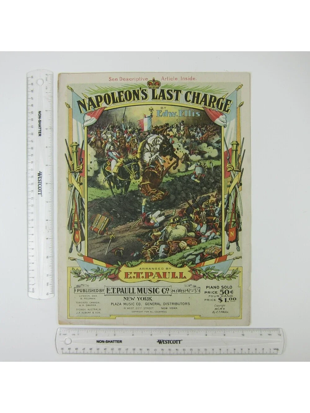 Sheet Music Napoleon's Last Charge Waterloo Edward Ellis E.T. Paull Antique 1910
